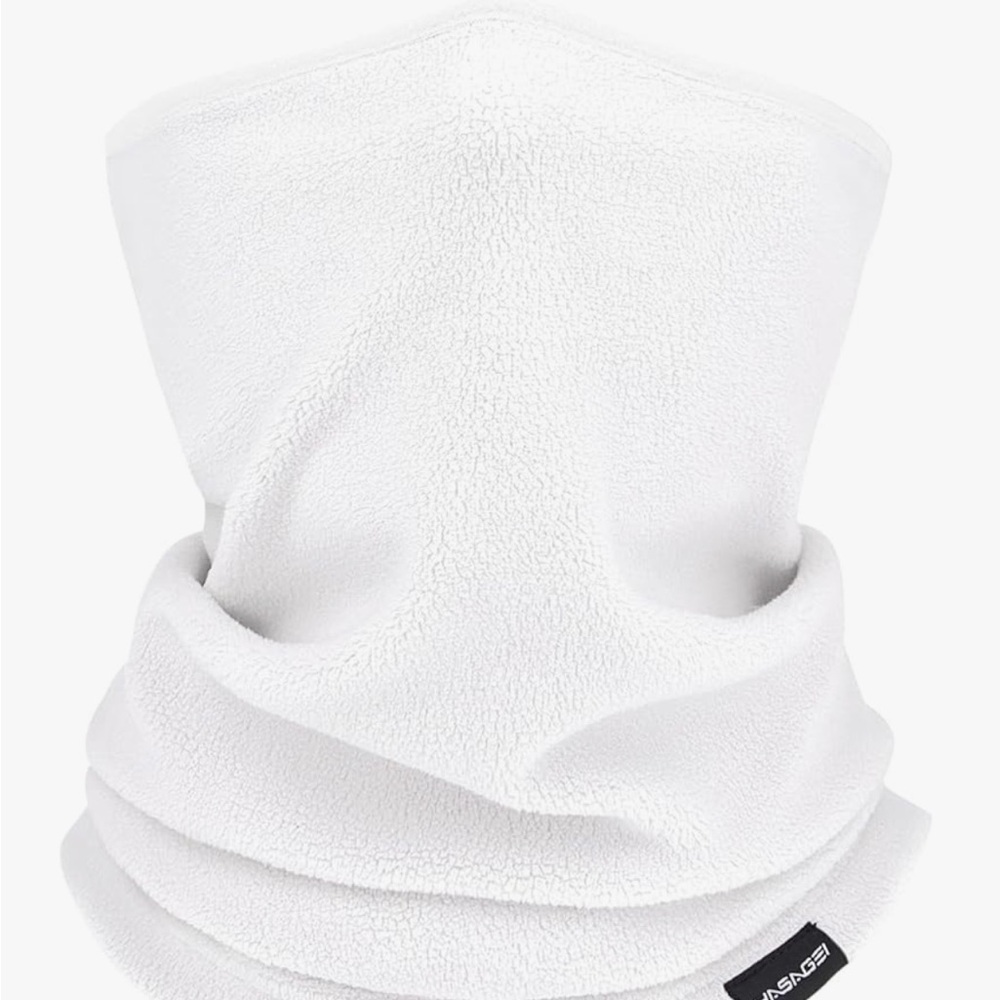 White Fleece Neck Gaiter Men or Women